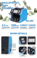 Machine SH-29C de détecteur de compteur d'argent 2 trieurs de billets de poche