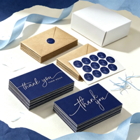 Cartes pliées de remerciement, enveloppes, autocollants, écologiques, recyclables, minimalistes, en PU, pour cadeaux, anniversaires, toutes occasions