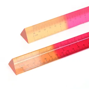 Custom Fashion New Design Plastic Transparent Clear Triangular Ruler