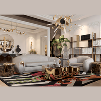 Meubles de salon de luxe canapé en cuir en tissu haut de gamme en laiton