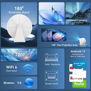 Projecteur de cinéma maison intelligent portable HD 1080P avec prise en charge du Wi-Fi sans fil, mise en miroir de l'écran, pour les soirées cinéma en intérieur et en extérieur - Product Image 4