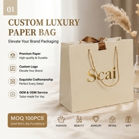 Sacs cadeaux en papier recyclé avec logo imprimé personnalisé, poignées torsadées en feuille d'or, service OEM ODM, vêtements de luxe, chaussettes
