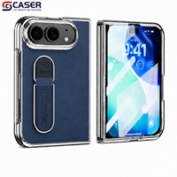 Étui de protection pour iPhone Ultra, style luxe léger, couleur unie, texture cuir, avec anneau support pliable et protection d'écran intégrée