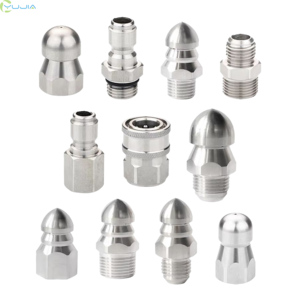 Nouvelle buse de nettoyage en acier inoxydable pour canalisations, pour le nettoyage haute pression des surfaces et des tuyaux – Pièce d'équipement de nettoyage de canalisations - Product Image 1