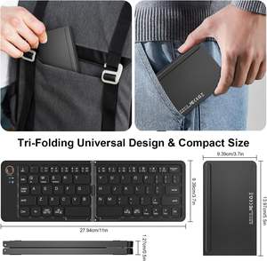 Ultra-Draagbare Opvouwbare Bt Draadloze Toetsenbord Oplaadbare Pocket <span class=keywords><strong>Bluetooth</strong></span> Toetsenbord Voor <span class=keywords><strong>Android</strong></span> Voor Windows - Product Image 3