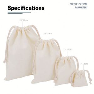 ถุงผ้ากันฝุ่นเปล่าขายส่งจากโรงงาน พร้อมพิมพ์โลโก้ ถุงผ้าฝ้ายแบบมีเชือกผูก พกพาสะดวก ใช้ซ้ำได้ - Product Image 4