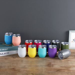 Vente en gros de tasses à café en acier inoxydable 304 de 12 oz, tasse à double paroi en forme d'œuf personnalisée avec couvercle, gobelet à vin de voyage - Product Image 6