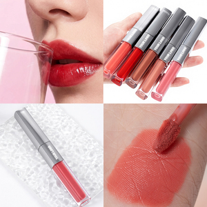 Gloss à lèvres double embout 5 teintes fini mat effet miroir, anti-transfert, longue tenue 8H, enrichi en vitamine E pour marque privée - Product Image 4