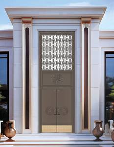 Puerta de Seguridad de Aluminio Premium, Diseño Clásico Europeo con Patrón de Metal Perforado, Puerta Doble de Entrada, Proyecto Exclusivo - Product Image 1