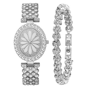 XYT33 Full diamante temperamento pulsera reloj conjunto combinación coreano elegante <span class=keywords><strong>literario</strong></span> ovalado dial mujeres reloj de cuarzo - Product Image 5