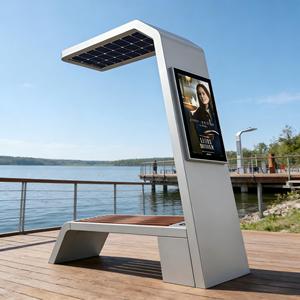 Banc public solaire intelligent d'extérieur avec éclairage LED, recharge mobile, écran publicitaire pour parc, arrêt de bus, mobilier urbain - Product Image 4