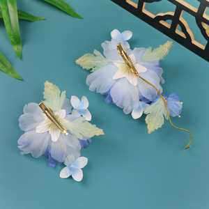 2026 Summer Original Design Ancient Style Handmade Silk <b>Flower</b> Blue Hanfu Hair Clip <b>Sweet</b> Makeup Styling Perforated <b>Flower</b> Hair - Product Image 3