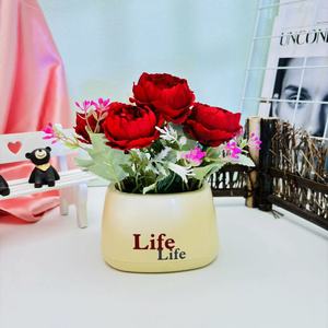 Nouvelle plante artificielle de pivoine en pot, 18 cm de hauteur, fleur en soie, bonsaï décoratif pour la maison et l'extérieur - Product Image 4