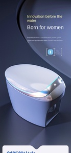 WC intelligent électrique automatique de luxe avec fonction de lavage frontal pour femme, siège en céramique chauffant allongé, à poser au sol, avec siphon en S - Product Image 2
