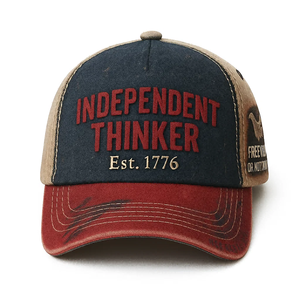 Gorra de béisbol de dos tonos de 5 paneles de alta calidad, logotipo bordado personalizado, impresión dibujada a mano, algodón lavado, estilo desgastado - Product Image 5