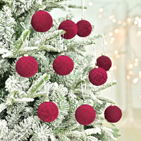 Nouveautés transfrontalières : 20 boules de Noël suspendues en velours floqué, incassables et réutilisables, de 6 cm, pour décorations d'arbre de Noël