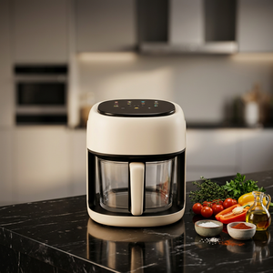 Freidora de Aire Digital Crema, 4L, Cesta Cuadrada de Vidrio, Antiadherente, Apagado Automático, Fácil de Limpiar - Product Image 4