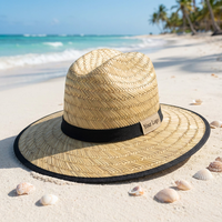 Chapeaux de sauveteur en paille rayée naturelle pour adultes, chapeaux de plage imprimés en herbe naturelle pour l'extérieur, chapeaux de soleil en paille 2025