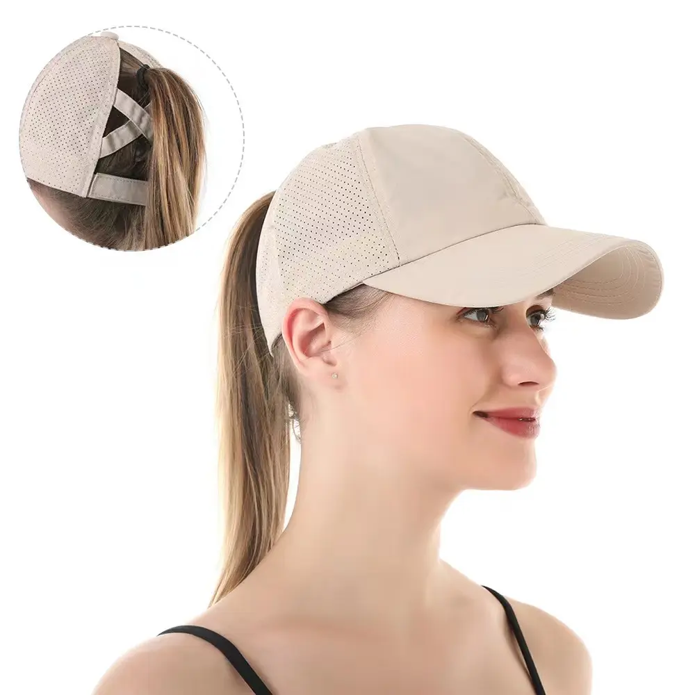 Gorra de béisbol negra para mujer, gorra de mujer, gorra ajustable con cola de caballo, gorra con cola de caballo para mujer