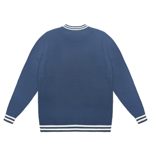 Suéter de cuello redondo Morado para hombre, Jersey de punto de Color sólido, Top de moda informal de invierno, OEM, ODM, venta al por mayor, suministro de fábrica de prendas de punto - Product Image 2