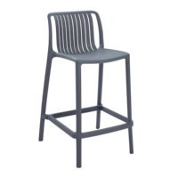 Tabouret de bar commercial moderne en plastique intégré, dossier à lattes creuses, repose-pieds, stable et durable pour intérieur - Vente en gros