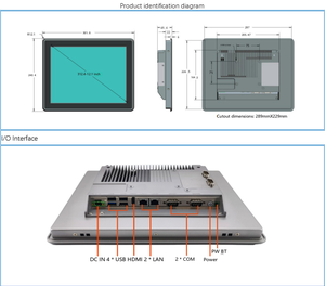 <span class=keywords><strong>PC</strong></span> industriel à écran tactile résistant de 12 pouces, performances rapides, Celeron J1900, DDR3 4 Go intégré, 2 LAN, indice de protection IP65, étanche - Product Image 6