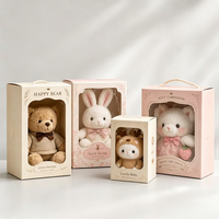 Boîte d'emballage personnalisée pour jouets en peluche avec fenêtre transparente en PVC, boîte cadeau en carton pour poupées avec poignée pour l'affichage des ours en peluche