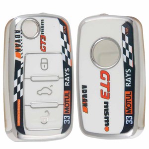 Coque de clé de voiture style course Huanyue, personnalisation sur mesure, compatible avec Volkswagen, Toyota, Lexus, Honda, coque UV - Product Image 1