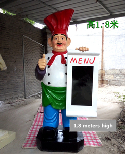 Restaurante decoración resina cocinar escultura de fibra de vidrio de grasa de Pizza <span class=keywords><strong>Chef</strong></span> hombre estatuilla estatua - Product Image 4