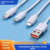Câble de données Type-C pour téléphone portable à prix réduit pour Android/iPhone avec charge rapide et transfert de données, 4 cœurs PVC, sortie 2A-6A
