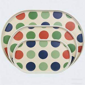 ชุดถาดเสิร์ฟอาหารรูปวงรีลายดอกกุหลาบแบบซ้อนได้ สไตล์เกาหลี ทำจากเมลามีน ขนาด 10/13/15.7 นิ้ว ชุดครบเซ็ต - Product Image 5