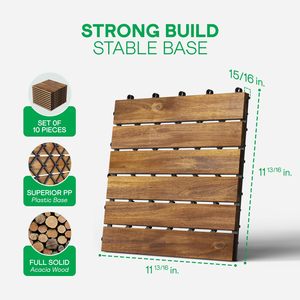 Dalles de terrasse emboîtables Idzo 9,6 pieds carrés 10 pièces Dalles de revêtement de sol imperméables pour patio Intérieur/extérieur <span class=keywords><strong>Motif</strong></span> rayé 11,81x11,81x0,91 - Product Image 2