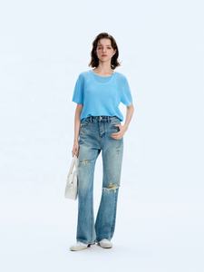 <span class=keywords><strong>Jean</strong></span> skinny déchiré taille haute pour femme Yuanbofei, style Y2K, coupe droite, délavé décontracté, pour l'été et le street style - Product Image 6