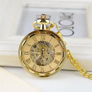 خمر رجل الهيكل العظمي الميكانيكية التلقائي ساعة جيب ذات سلسلة - Product Image 1