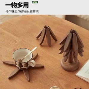 Sous-verre en bois massif de noyer noir, tapis isolant thermique pour tasse à thé, ornement de bureau - Product Image 4