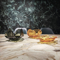 Table basse de salon moderne haut de gamme, créative, unique, faite à la main, en forme de fleur, en verre, pour fruits