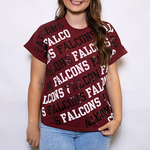 T-Shirt con LOGO personalizzato OEM oversize con stampa completa t-Shirt con lettere larghe ricamate gonna lunga maglietta con paillettes da donna - Product Image 5