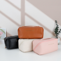 Trousse de Maquillage de Voyage Portable Grande Capacité en PU Écologique Recyclable Personnalisable avec Fermeture Éclair et Compartiments de Rangement