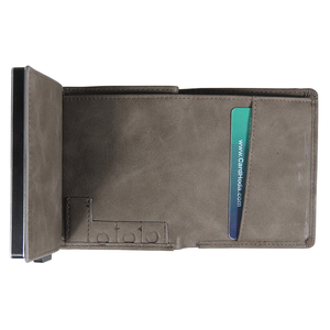 Aluminum <b>RFID</b> <b>blocking</b> <b>wallet</b> Men's short leather card holder Minimalist fold closure <b>wallet</b> Front pocket <b>wallet</b> - Product Image 2