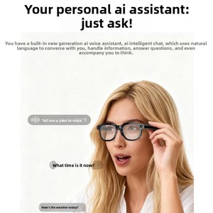 Lunettes de <span class=keywords><strong>traduction</strong></span> intelligentes IA avec caméra, grand modèle, pour appels, reconnaissance vocale, contrôle tactile et par bouton, pour le commerce transfrontalier, TR/PC - Product Image 3