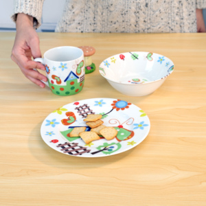 3 pz per bambini con cartoni animati e set di tazze con graffiti pastorali a farfalla confezione regalo in porcellana per stoviglie per bambini set di stoviglie - Product Image 3