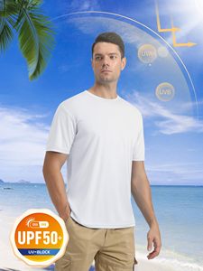 T-shirt blanc personnalisé avec logo, T-shirt d'été pour <span class=keywords><strong>homme</strong></span>, protection solaire UPF 50+, manches courtes, <span class=keywords><strong>chemise</strong></span> tendance - Product Image 2