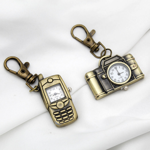 Tùy Chỉnh Cá Nhân Hình Dạng Thiết Kế Độc Đáo Dễ Thương Nhỏ Đồng Hồ Bỏ Túi Keyring Cổ Điển Kim Loại <span class=keywords><strong>Mini</strong></span> Máy Ảnh Móc Chìa Khóa Với Đồng Hồ - Product Image 1
