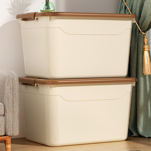 Cream Colored <b>Storage</b> Box Thickened Large Capacity Rectangle <b>Clothes</b> Organizer For Bedroom Dormitory Household Use - Product Image 4