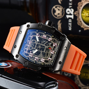 Skeletonized quartz hands, single <b>calendar</b>, unisex quartz watch, tonneau-shaped watch - Product Image 1