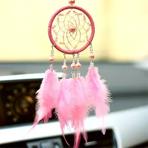 Kleine Roze Dromenvanger Windgong Auto Hanger Interieur Muur Opknoping Dream Catcher