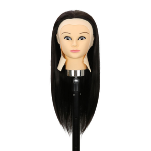 Têtes de mannequin 100 % cheveux humains pour la formation des coiffeurs, modèles de perruques lisses pour la pratique des coiffures, pour la coupe et le tressage des cheveux - Product Image 1