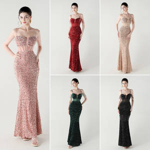 Vestidos de Festa Luxuosos para Mulheres, Vestido de Festa com Alças Finas e Lantejoulas, Vestidos de Formatura e Vestidos de Dama de Honra - Product Image 2