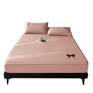 Fitted Ice Silk Bed <b>Sheet</b> 0.9m Embroidered Breathable Summer Home Use - Product Image 2