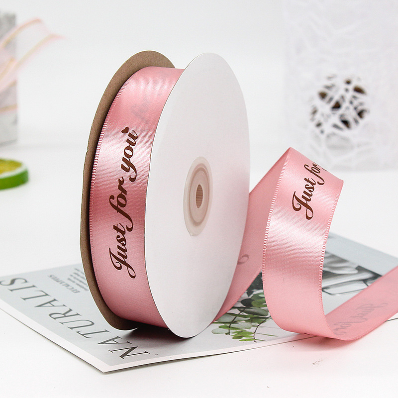 Luxury Gift Wrap Grosgrain Customize Ribbon Printed With Logo Double Faced Satin Polyester Ribbon for Craft